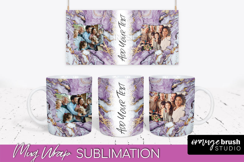 Add Your Photo Mug Wrap - Marble Mug Sublimation Design Sublimation OrangeBrushStudio 