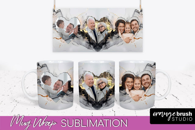 Add Your Photo Mug Wrap - Marble Mug Sublimation Design Sublimation OrangeBrushStudio 