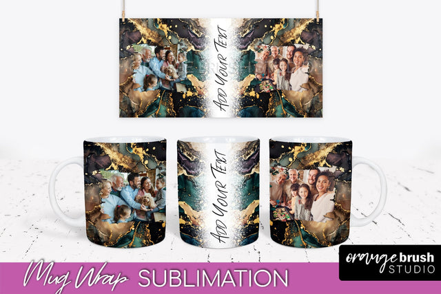 Add Your Photo Mug Wrap - Marble Mug Sublimation Design Sublimation OrangeBrushStudio 