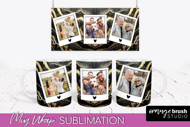 Add Your Photo Mug Wrap - Marble Mug Sublimation Design Sublimation OrangeBrushStudio 