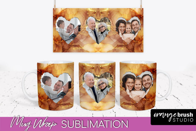 Add Your Photo Mug Wrap - Marble Mug Sublimation Design Sublimation OrangeBrushStudio 