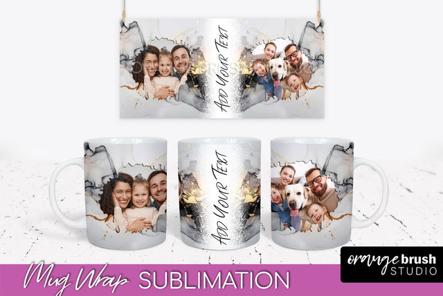 Add Your Photo Mug Wrap - Marble Mug Sublimation Design Sublimation OrangeBrushStudio 