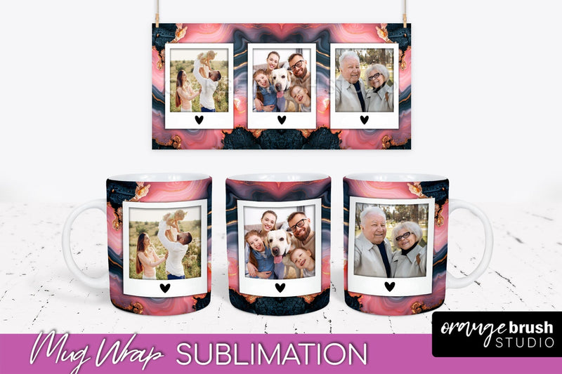 Add Your Photo Mug Wrap - Marble Mug Sublimation Design Sublimation OrangeBrushStudio 
