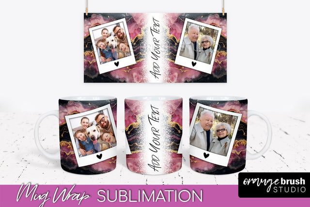 Add Your Photo Mug Wrap - Marble Mug Sublimation Design Sublimation OrangeBrushStudio 