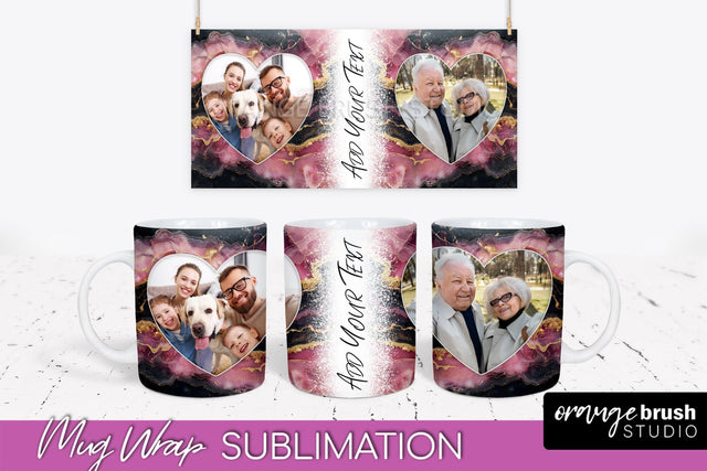 Add Your Photo Mug Wrap - Marble Mug Sublimation Design Sublimation OrangeBrushStudio 
