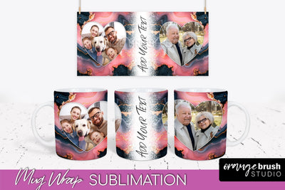 Add Your Photo Mug Wrap - Marble Mug Sublimation Design Sublimation OrangeBrushStudio 