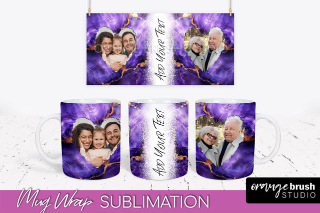 Add Your Photo Mug Wrap - Marble Mug Sublimation Design Sublimation OrangeBrushStudio 
