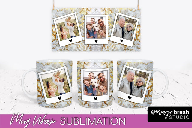 Add Your Photo Mug Wrap - Marble Mug Sublimation Design Sublimation OrangeBrushStudio 