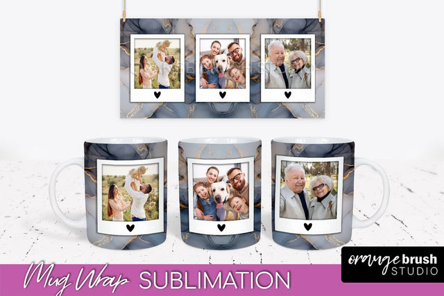 Add Your Photo Mug Wrap - Marble Mug Sublimation Design Sublimation OrangeBrushStudio 