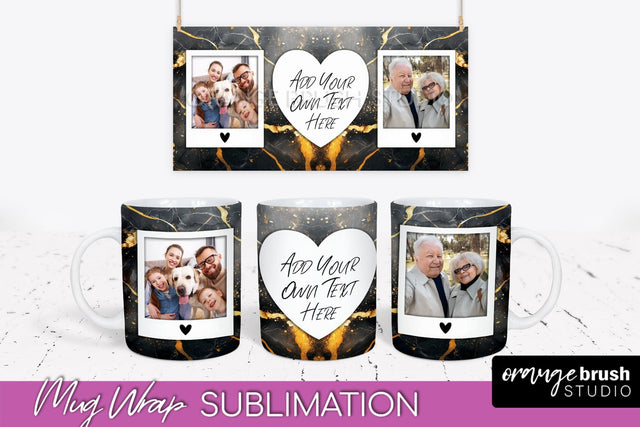 Add Your Photo Mug Wrap - Marble Mug Sublimation Design Sublimation OrangeBrushStudio 