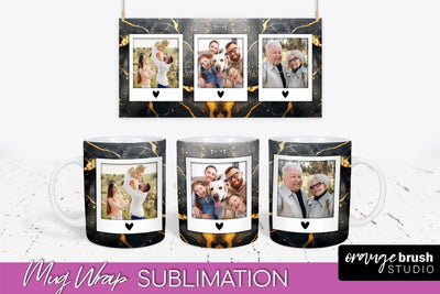 Add Your Photo Mug Wrap - Marble Mug Sublimation Design Sublimation OrangeBrushStudio 
