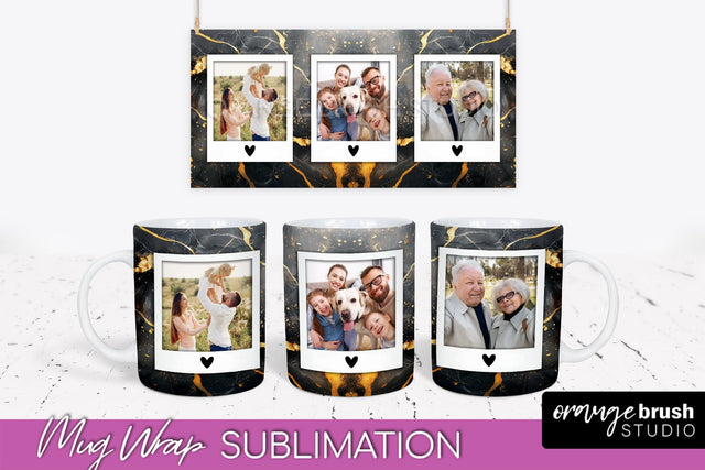 Add Your Photo Mug Wrap - Marble Mug Sublimation Design Sublimation OrangeBrushStudio 