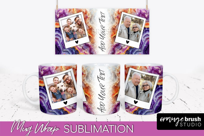 Add Your Photo Mug Wrap - Marble Mug Sublimation Design Sublimation OrangeBrushStudio 