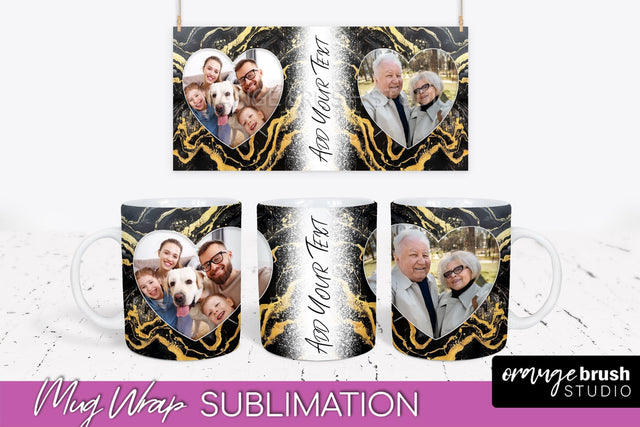 Add Your Photo Mug Wrap - Marble Mug Sublimation Design Sublimation OrangeBrushStudio 