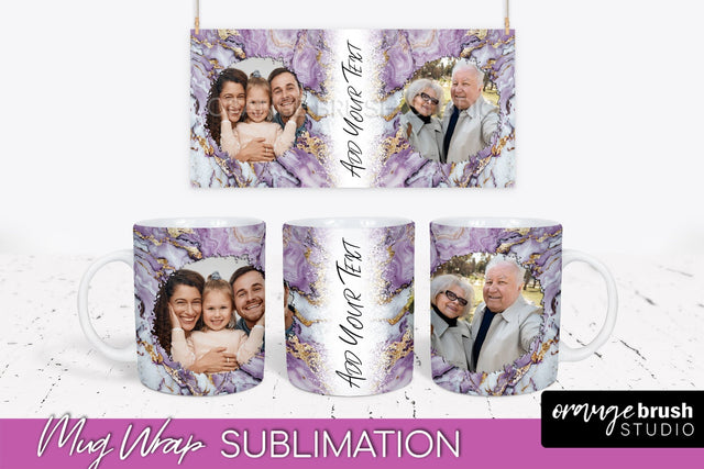 Add Your Photo Mug Wrap - Marble Mug Sublimation Design Sublimation OrangeBrushStudio 