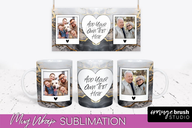Add Your Photo Mug Wrap - Marble Mug Sublimation Design Sublimation OrangeBrushStudio 