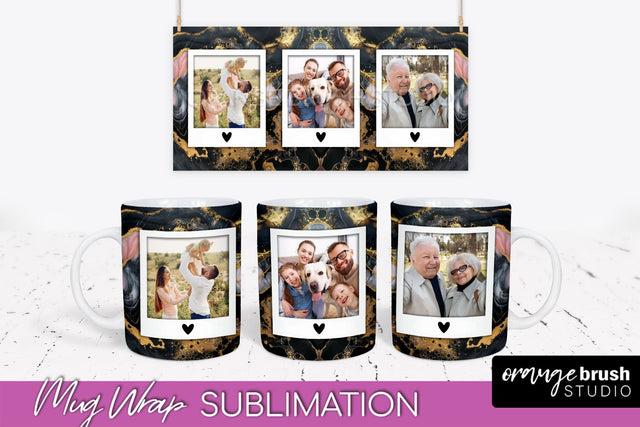Add Your Photo Mug Wrap - Marble Mug Sublimation Design Sublimation OrangeBrushStudio 