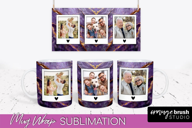Add Your Photo Mug Wrap - Marble Mug Sublimation Design Sublimation OrangeBrushStudio 