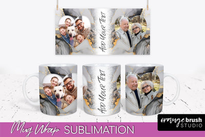 Add Your Photo Mug Wrap - Marble Mug Sublimation Design Sublimation OrangeBrushStudio 