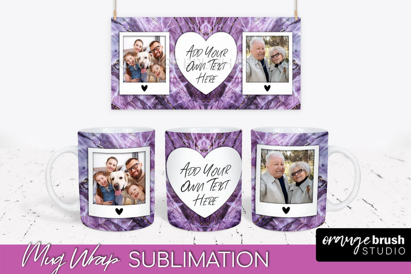 Add Your Photo Mug Wrap - Marble Mug Sublimation Design Sublimation OrangeBrushStudio 