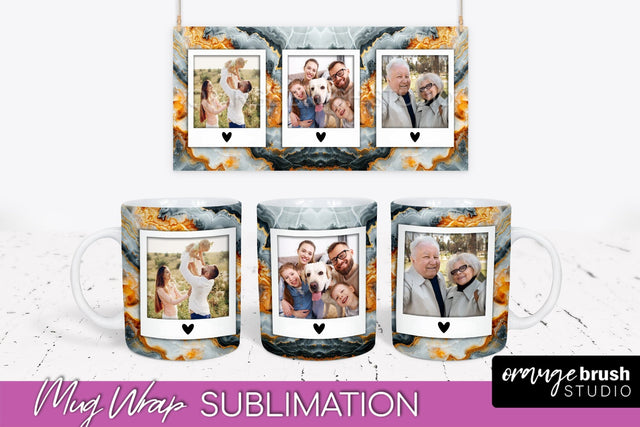 Add Your Photo Mug Wrap - Marble Mug Sublimation Design Sublimation OrangeBrushStudio 