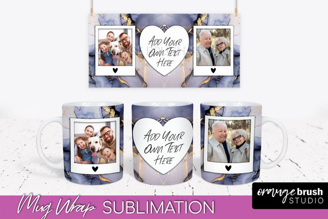 Add Your Photo Mug Wrap - Marble Mug Sublimation Design Sublimation OrangeBrushStudio 
