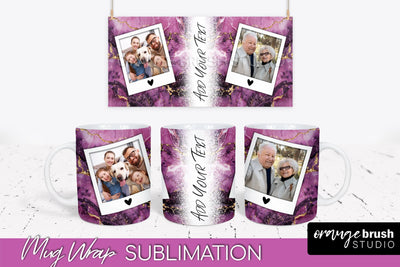 Add Your Photo Mug Wrap - Marble Mug Sublimation Design Sublimation OrangeBrushStudio 