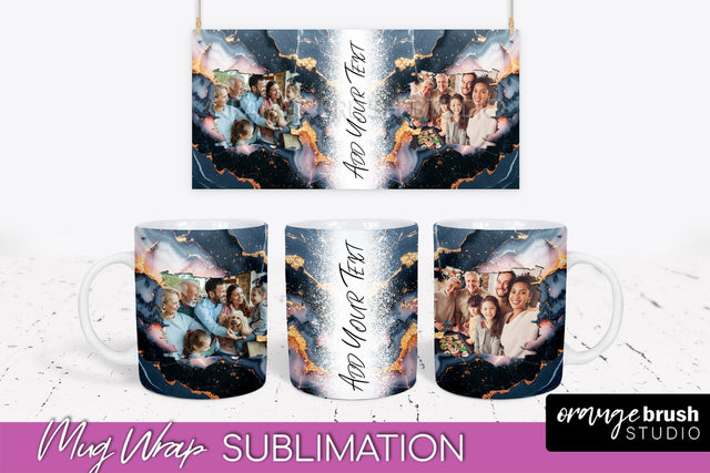 Add Your Photo Mug Wrap - Marble Mug Sublimation Design Sublimation OrangeBrushStudio 