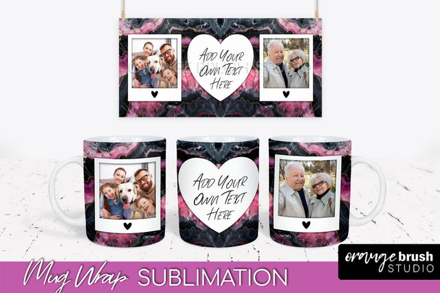 Add Your Photo Mug Wrap - Marble Mug Sublimation Design Sublimation OrangeBrushStudio 