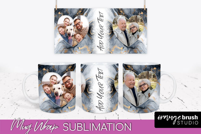 Add Your Photo Mug Wrap - Marble Mug Sublimation Design Sublimation OrangeBrushStudio 