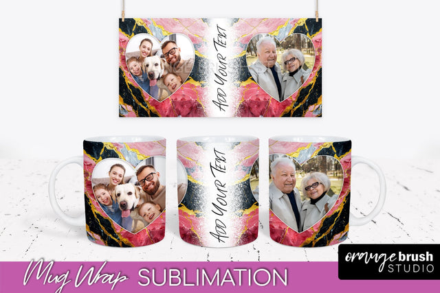 Add Your Photo Mug Wrap - Marble Mug Sublimation Design Sublimation OrangeBrushStudio 