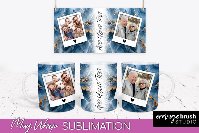 Add Your Photo Mug Wrap - Marble Mug Sublimation Design Sublimation OrangeBrushStudio 