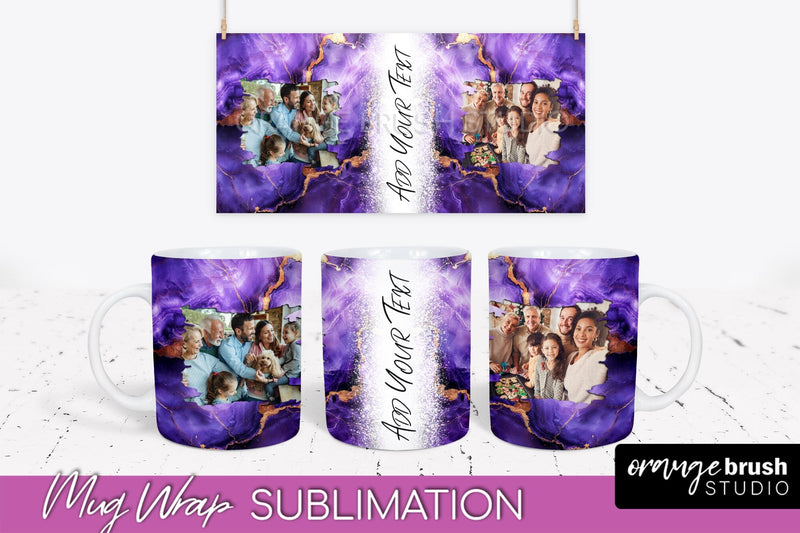 Add Your Photo Mug Wrap - Marble Mug Sublimation Design Sublimation OrangeBrushStudio 
