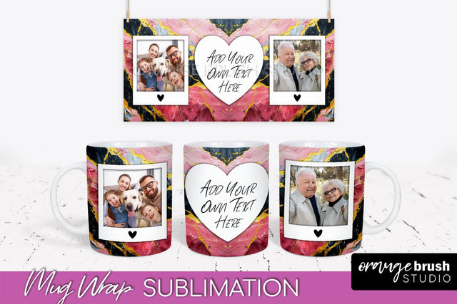 Add Your Photo Mug Wrap - Marble Mug Sublimation Design Sublimation OrangeBrushStudio 