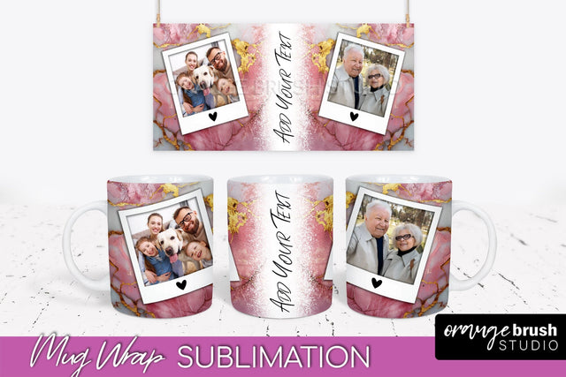 Add Your Photo Mug Wrap - Marble Mug Sublimation Design Sublimation OrangeBrushStudio 