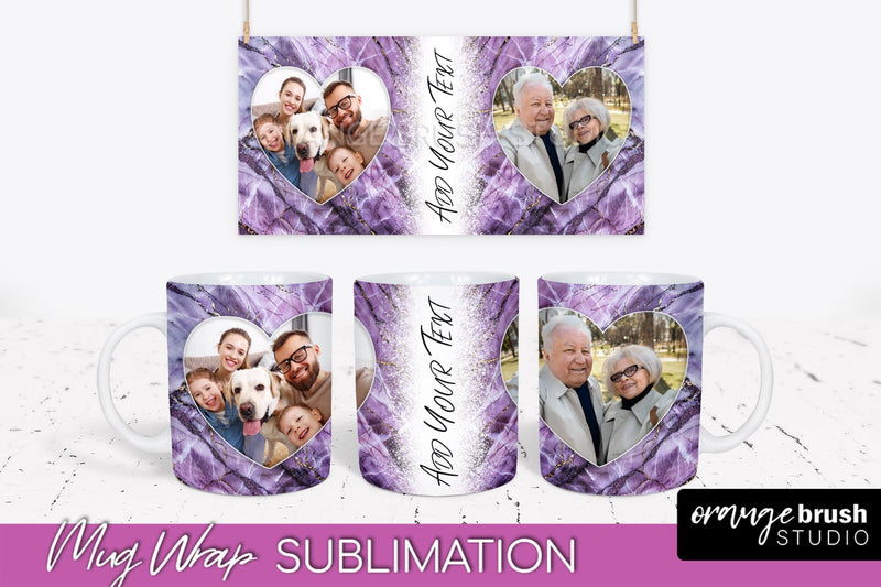 Add Your Photo Mug Wrap - Marble Mug Sublimation Design Sublimation OrangeBrushStudio 