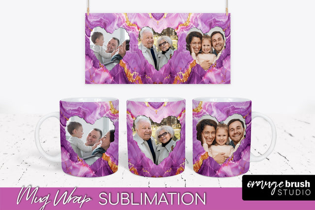 Add Your Photo Mug Wrap - Marble Mug Sublimation Design Sublimation OrangeBrushStudio 