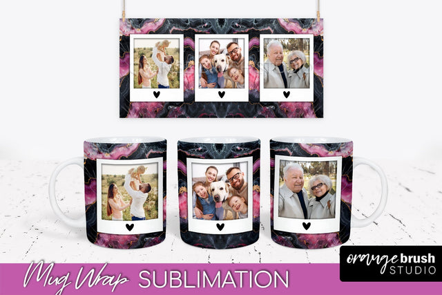 Add Your Photo Mug Wrap - Marble Mug Sublimation Design Sublimation OrangeBrushStudio 