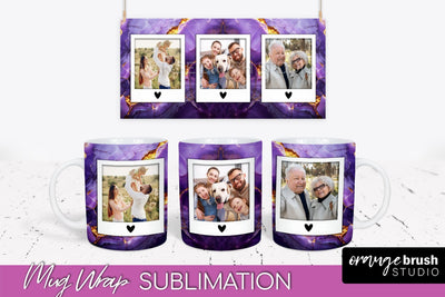 Add Your Photo Mug Wrap - Marble Mug Sublimation Design Sublimation OrangeBrushStudio 
