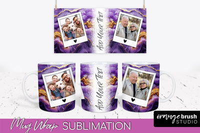 Add Your Photo Mug Wrap - Marble Mug Sublimation Design Sublimation OrangeBrushStudio 