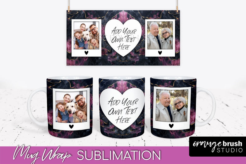 Add Your Photo Mug Wrap - Marble Mug Sublimation Design Sublimation OrangeBrushStudio 