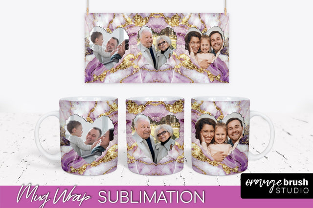 Add Your Photo Mug Wrap - Marble Mug Sublimation Design Sublimation OrangeBrushStudio 
