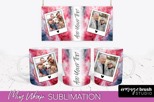 Add Your Photo Mug Wrap - Marble Mug Sublimation Design Sublimation OrangeBrushStudio 