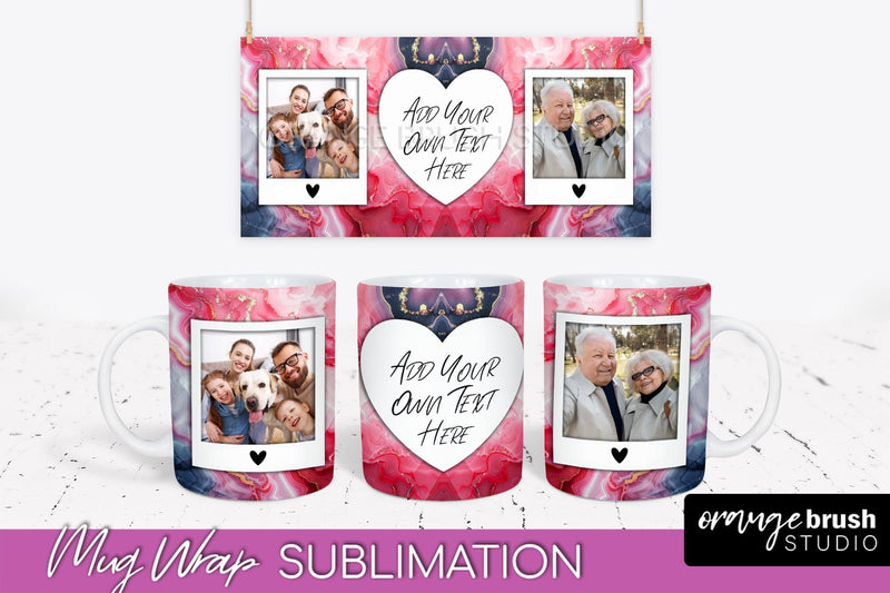 Add Your Photo Mug Wrap - Marble Mug Sublimation Design Sublimation OrangeBrushStudio 
