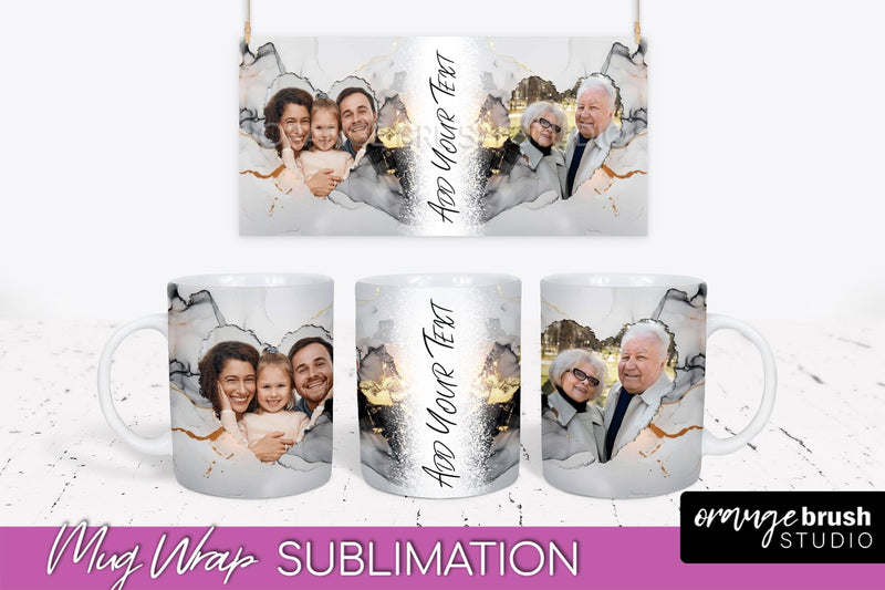 Add Your Photo Mug Wrap - Marble Mug Sublimation Design Sublimation OrangeBrushStudio 