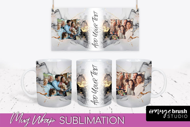 Add Your Photo Mug Wrap - Marble Mug Sublimation Design Sublimation OrangeBrushStudio 