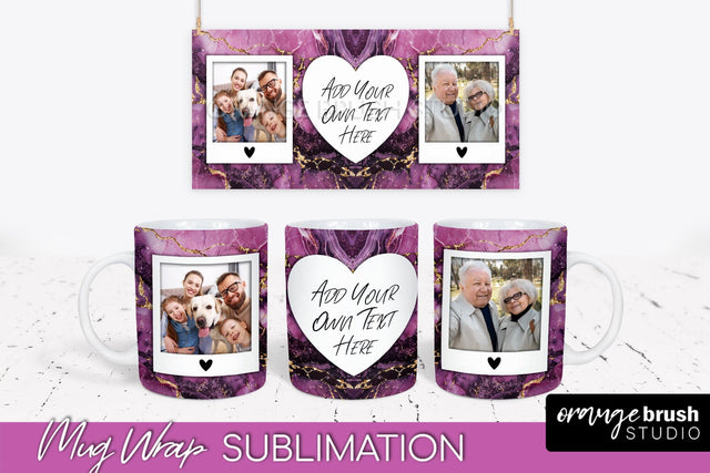 Add Your Photo Mug Wrap - Marble Mug Sublimation Design Sublimation OrangeBrushStudio 