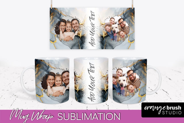 Add Your Photo Mug Wrap - Marble Mug Sublimation Design Sublimation OrangeBrushStudio 