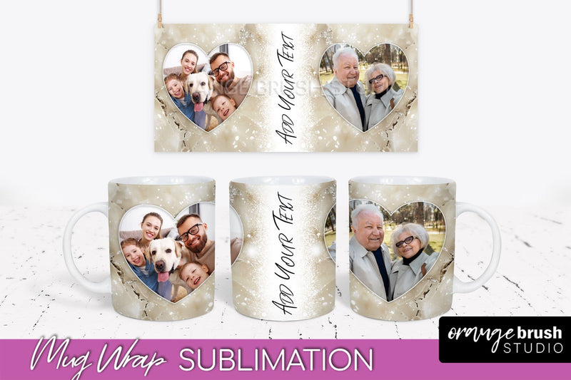Add Your Photo Mug Wrap - Marble Mug Sublimation Design Sublimation OrangeBrushStudio 