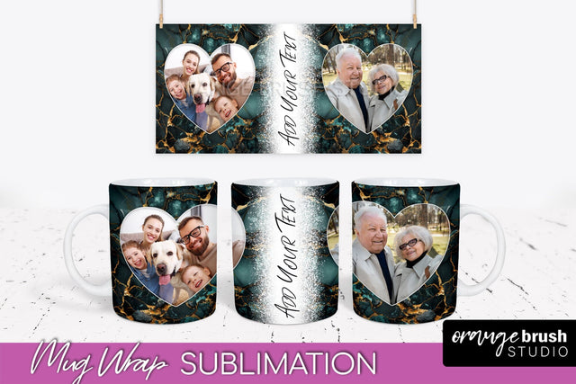 Add Your Photo Mug Wrap - Marble Mug Sublimation Design Sublimation OrangeBrushStudio 